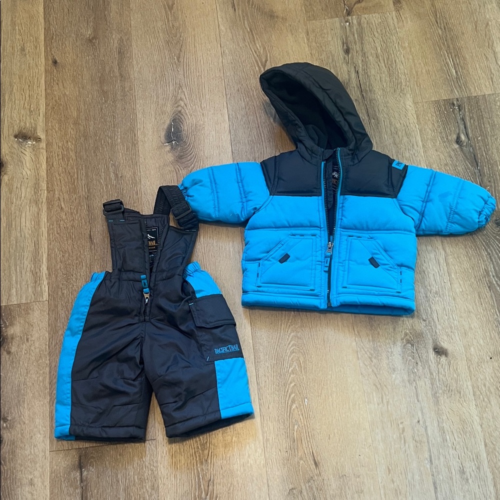 Pacific Trail Blue and Black Kids' Winter Jacket and Snow Pants Set 6 mth